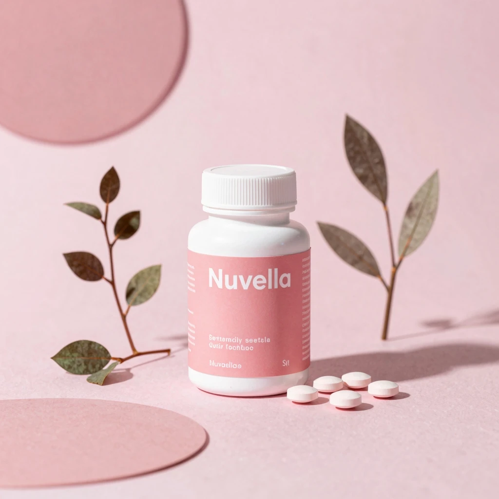 Nuvella dietary supplement bottle with soft gradient label